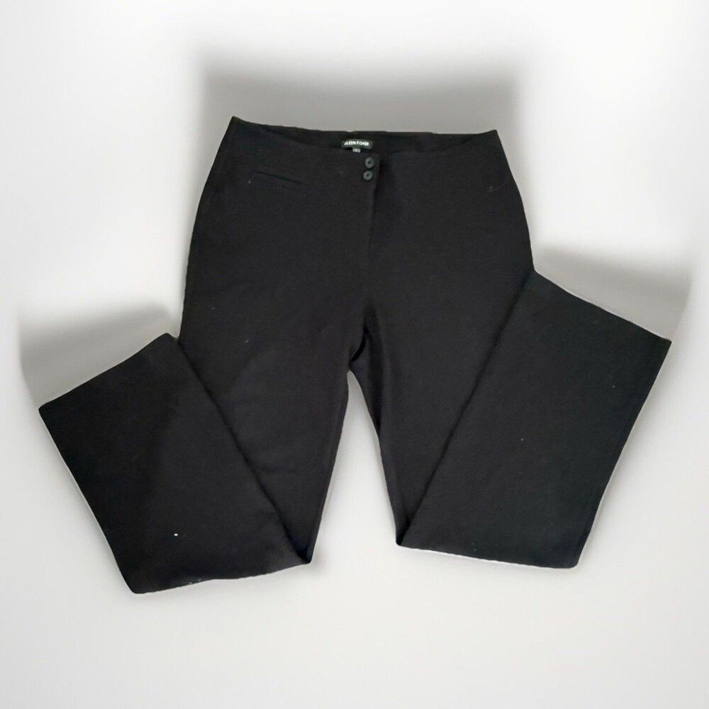 Eileen Fisher Sz M Black Relaxed Full Length Trouser Pants Slacks Stretchy Work